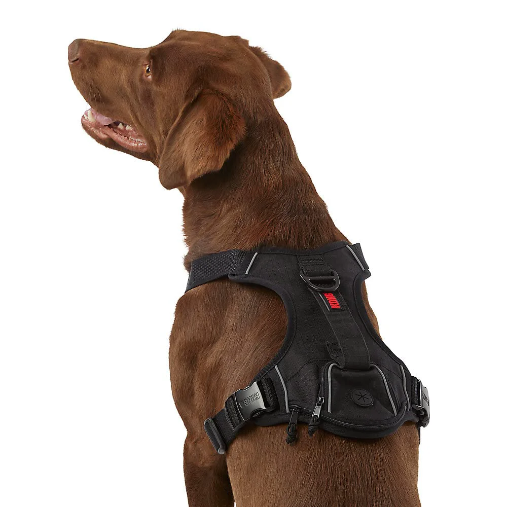 KONG Ultra Durable Waste Bag Harness XL Black — Comfort Control Built-In Dispenser Green