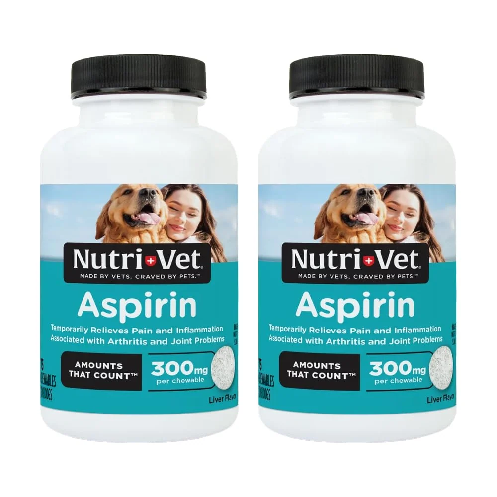 High-Grade Nutri-Vet Aspirin Chewables for Large Dogs 300 mg 75 Count Pack of 2 – Liver Flavor Responsible