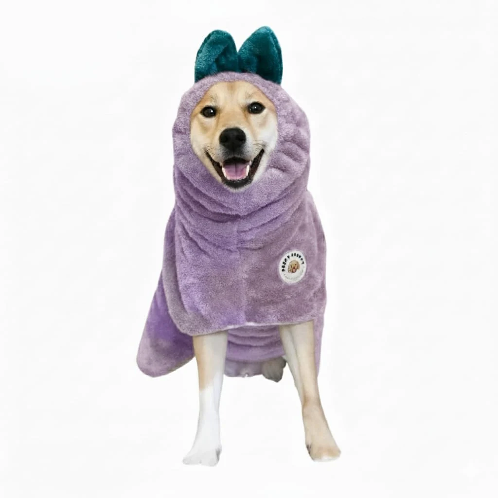 Long-Lasting DERPYCHAPPY Premium Dog Towel Robe - Quick-Dry Microfiber Bathrobe Lavender L High-Grade