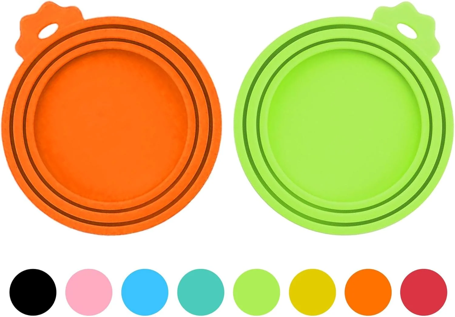 Easy-to-Use 2 Pack Pet Food Can Covers Silicone Universal Can Lids for Dog Cat Food BPA One Fit Most Standard Size Can Lids Top Orange Green Reusable
