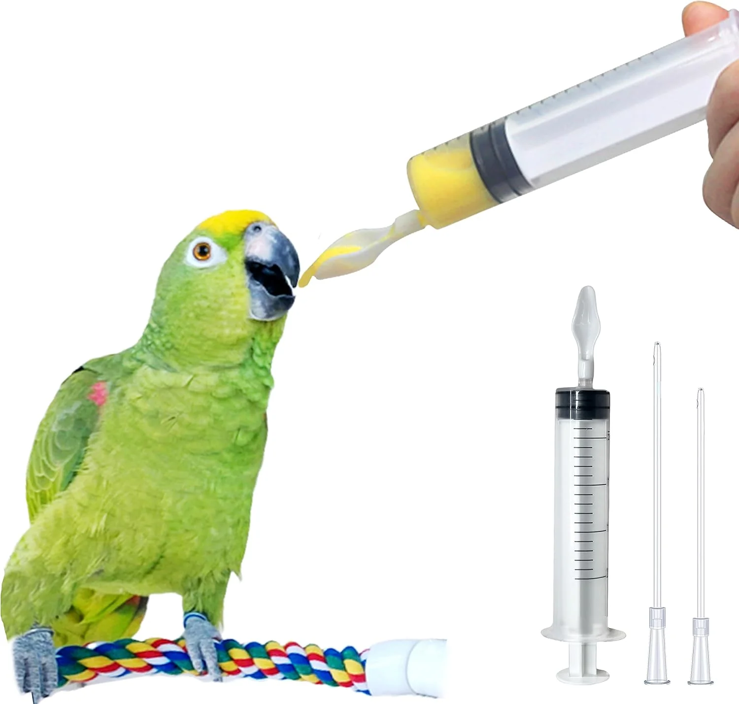 Durable Baby Bird Feeding Syringe Parrot Small Pet Manual Syringe Feeder Milk Water Liquid Food Reusable Syringe with Spoon Tip Casual