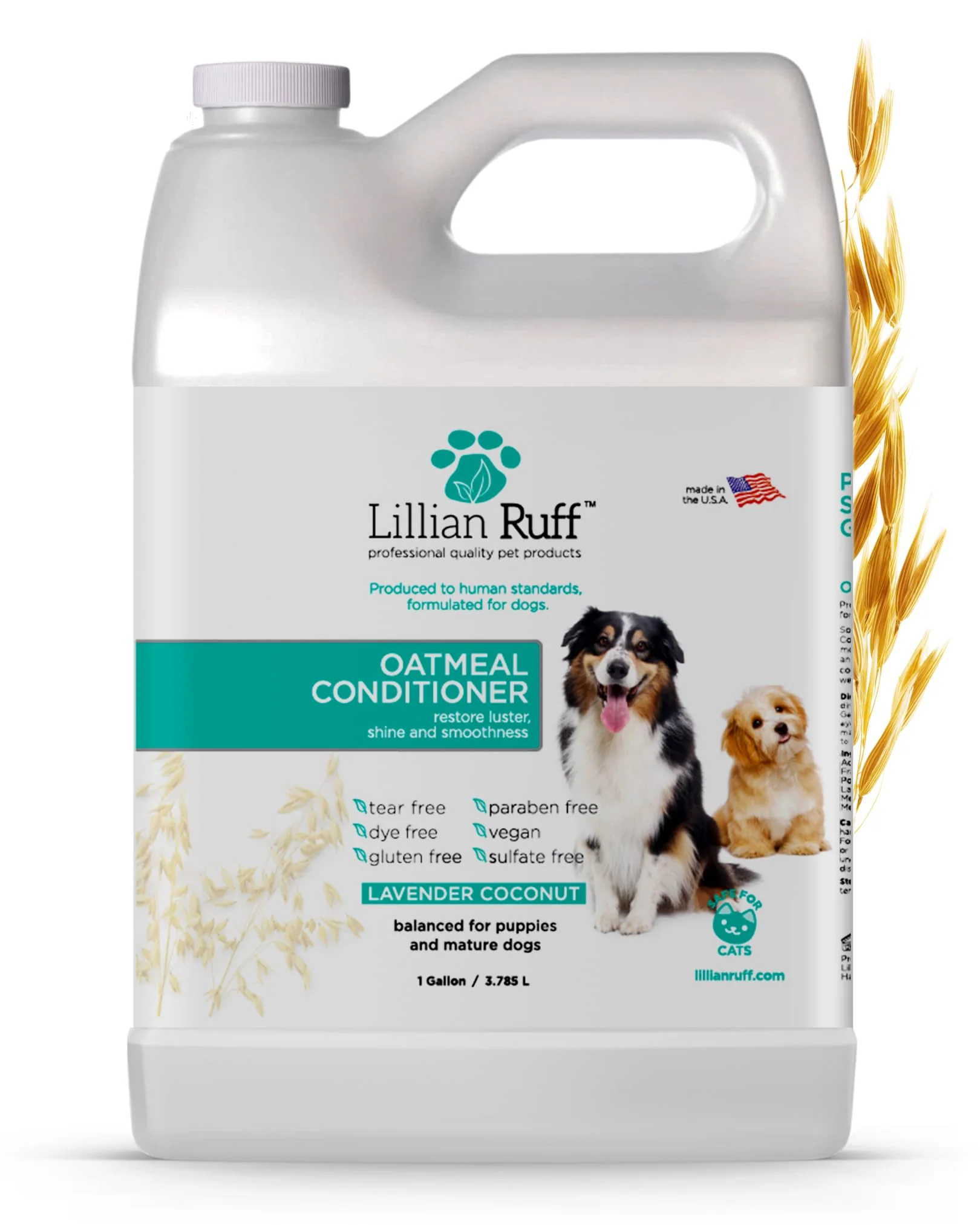 Sophisticated Lillian Ruff PRO Formula Oatmeal Dog Conditioner – Nourishing Calming Care for Sensitive Skin USA Made Gallon Practical
