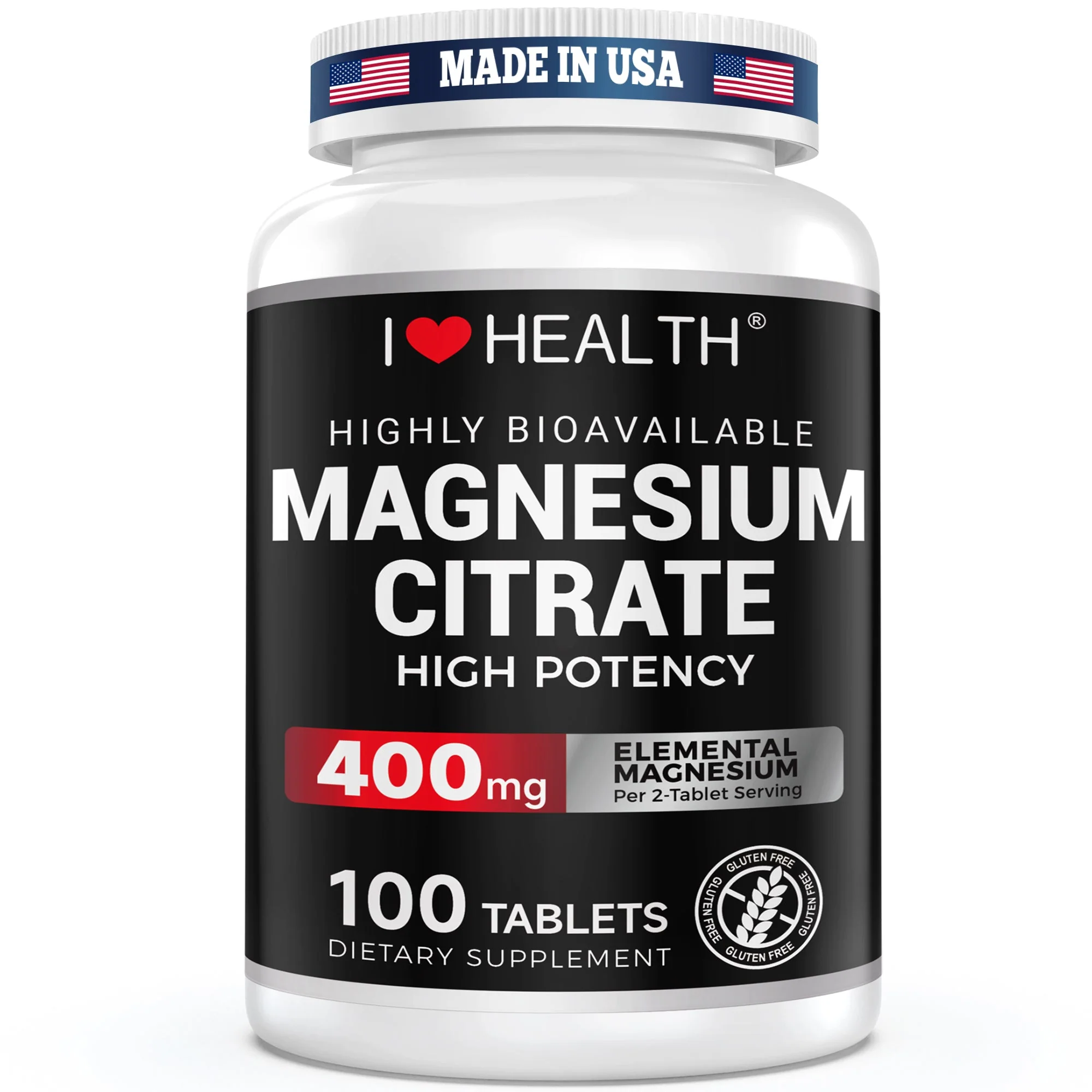Smooth I Love Health Magnesium Citrate 400mg Heart Health Support 100 vegetarian Tablets Proven