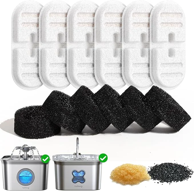 Unique 6 Pack New Version Filters 6 Pump Sponges for Feelneedy Stainless Steel Cat Water Fountain FN-W22 - 99oz 2.8L Pet Water Fountain FiltersAbout ThisOverview Expertly Made
