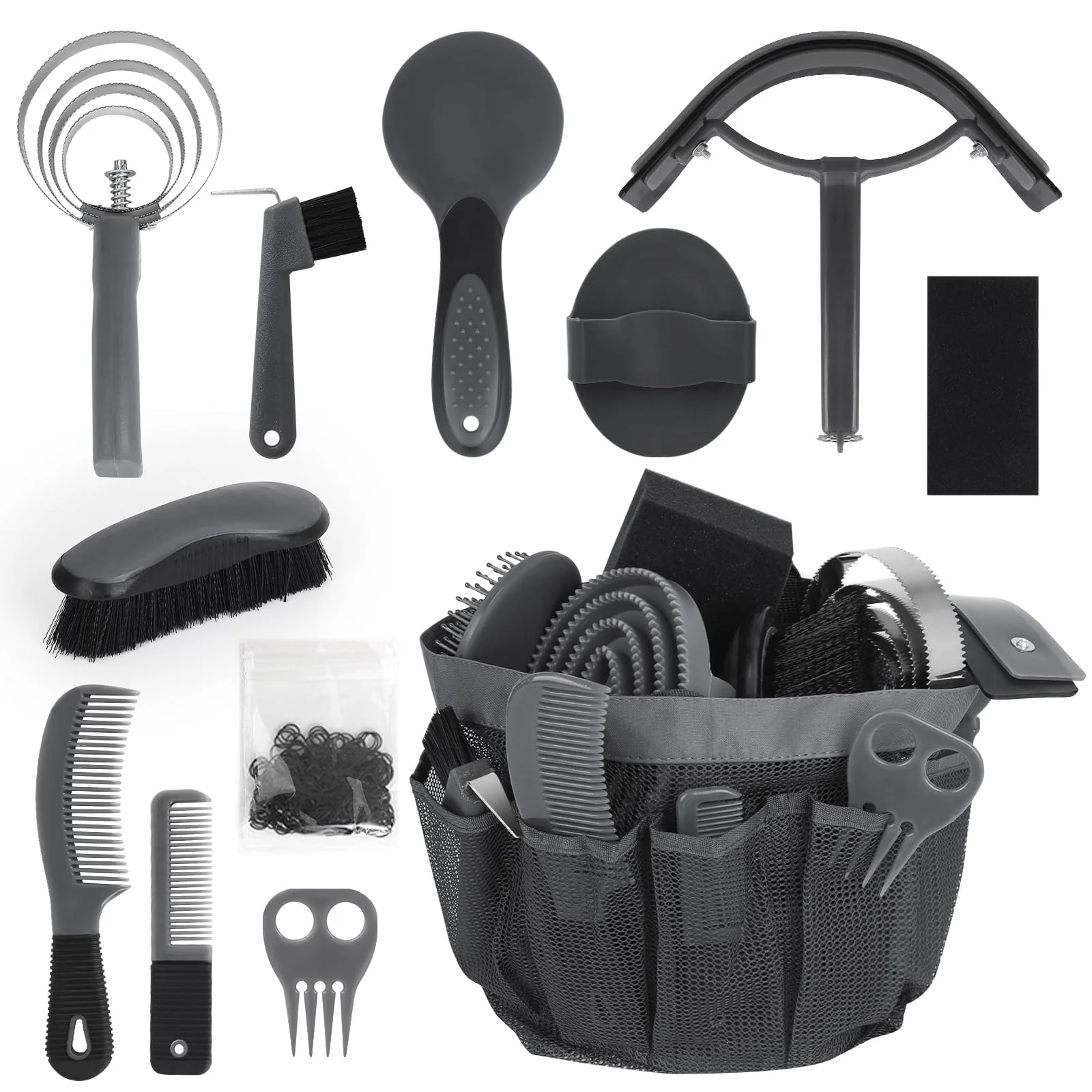 Clean ino Horse Grooming Kit 12-Pcs – Complete Set with Organizer Tote Casual