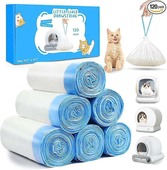 User-Friendly 120count Automatic Litter Box Bags for Cat High-Density Polyethylene Compatible with MeoWant MW-SC01 MW-SC02 1.5 Mil Thick 22 lb Max Disposable Heavy Duty Scent - Clear 17.7 x 19.7About ThisOverview Selected