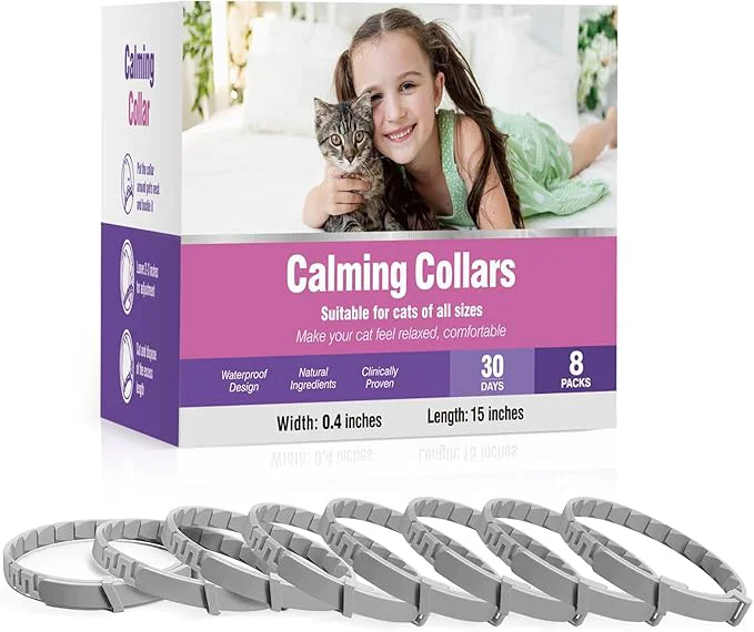 Smart Calming Collar for Cats 8 PK Cat Stress and Anxiety Relief Pheromone Collar for Cats Anti Aggression for Cats Cat Meowing Stopper Cat Calming Collars for 30 Days Adjustable Waterproof Rapid EffectAbout This Dependable