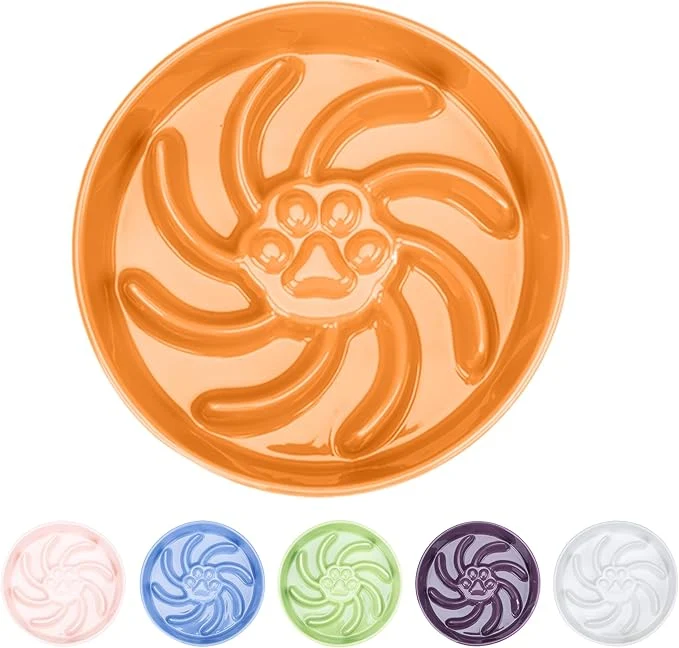 Artisan Ceramic Slow Feeder Dog Bowl 1.5 Cup Dog Food or 20oz Water Slow Eating Bowl for Small Breed Maze Puzzle Feeder for Fast Eaters Anti-Choking Stop Bloat Non-Slip BPA Orange About ThisOverview Excellent