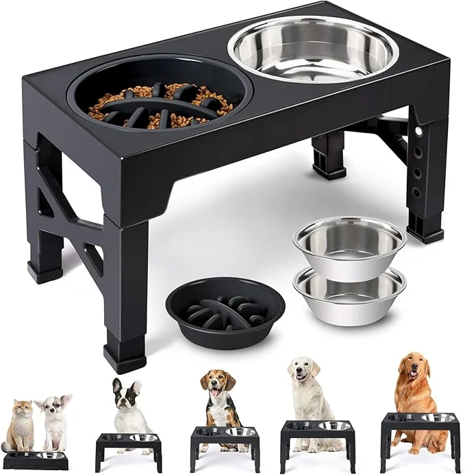Carefully Designed Heeyoo d Dog Bowls - 5 Adjustable Heights Stand 2 Stainless Steel Bowls 1 Slow Feeder 3.2 to 12.2 for Small to Large DogsAbout ThisOverview Premium Material