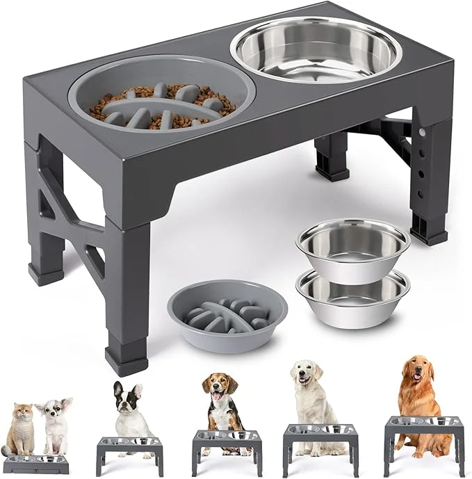 Advanced Heeyoo d Dog Bowls - 5 Adjustable Heights Stand 2 Stainless Steel Bowls 1 Slow Feeder 3.2 to 12.2 for Small to Large DogsAbout ThisOverview Eco-Friendly