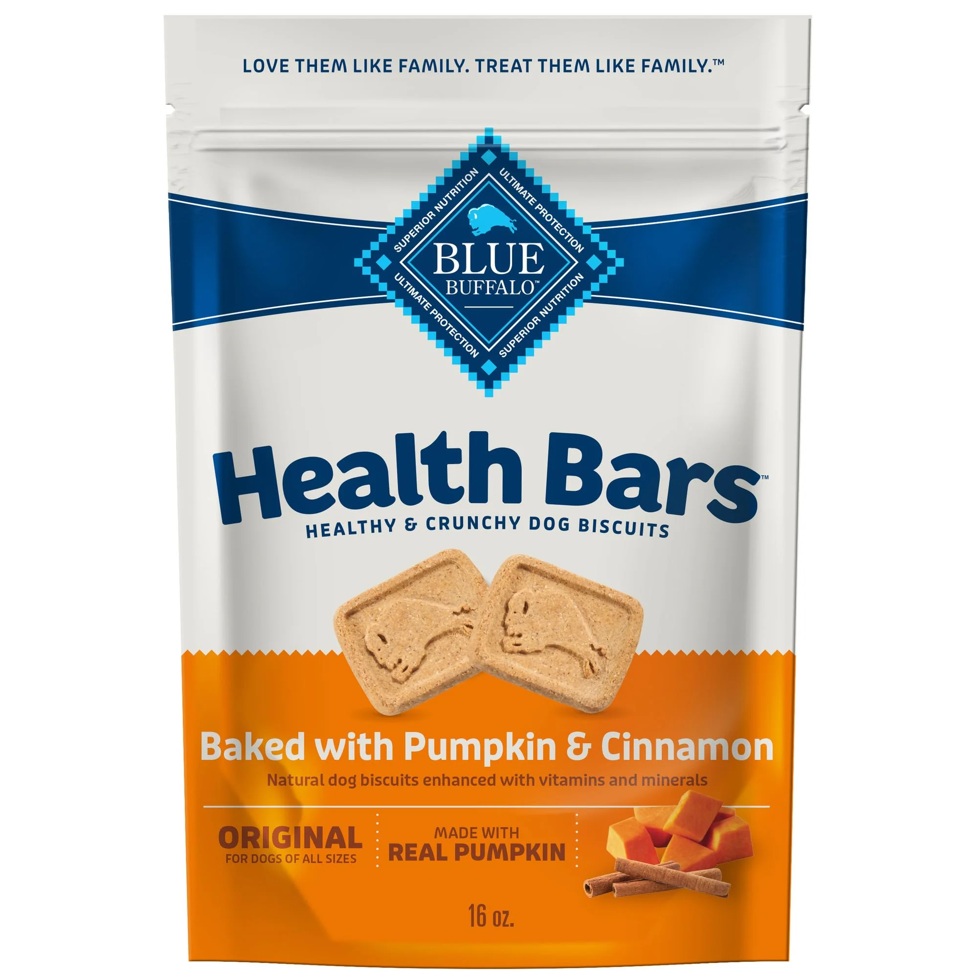 Specialty Blue Buffalo Health Bars Crunchy Dog Biscuits – Pumpkin Cinnamon Oven-Baked 16-oz Luxury