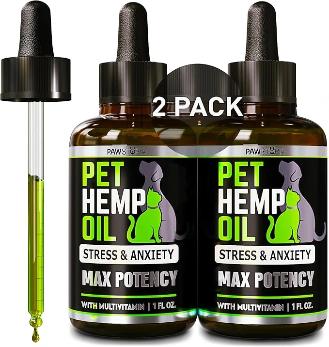 High-Grade 2 Pack Hemp Oil for Dogs and Cats - Helps Pets with Anxiety Pain Stress Sleep Arthritis Seizures Relief - Cat Anxiety Relief - Omega 3-6-9 - Pet Hemp Oil Drops Treats - Hip and Joint SupportAbout This Casual