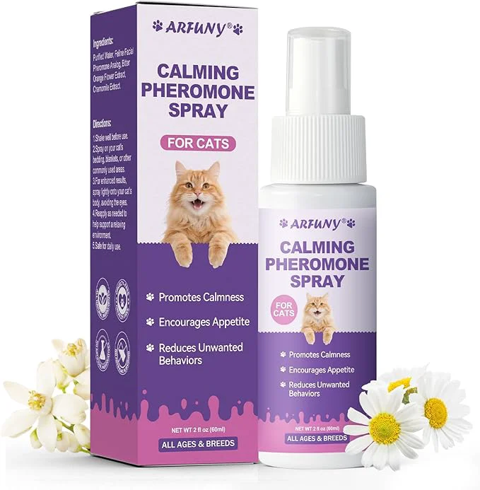 Comfortable Cat Calming Pheromone Spray - Cat Calming Spray - Reduce Scratching Fighting Peeing Marking - Cat Anxiety Stress Relief - for Home Travel Vet Visits - with Cat Pheromone Natural IngredientsAbout This Smooth