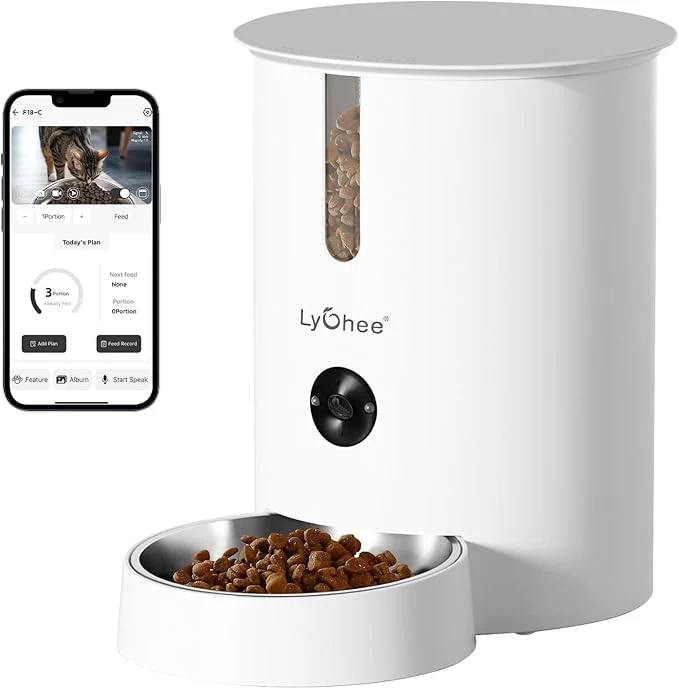 Versatile Lychee Automatic Cat Feeder with Camera 5G WiFi Pet Feeder 1080P HD Video with Night Vision 2-Way Audio Smart App Control 2.8L Dry Food Dispenser for Cats and Samll DogAbout ThisOverview Elegant