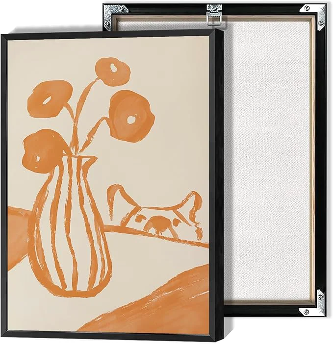 Reusable Funny Sneaky Dog Poster Retro Still Life Kitchen Canvas Wall Art Modern Abstract Floral Watercolor Animal Prints Painting For Living Room Kitchen Dining Room Wall Decor 8x12in FramedAbout This Powerful
