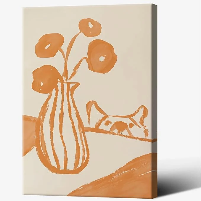 Professional Funny Sneaky Dog Poster Retro Still Life Kitchen Canvas Wall Art Modern Abstract Floral Watercolor Animal Prints Painting For Living Room Kitchen Dining Room Wall Decor 24x36in Wrapped CanvasAbout This Secure