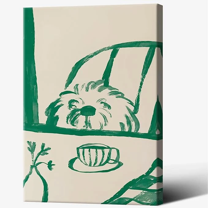Consistent Funny Sneaky Dog Poster Abstract Coffee Breakfast Canvas Wall Art Modern Minimalist Animal Sketch Artwork Prints Painting For Living Room Kitchen Dining Room Wall Decor 12x16in Wrapped CanvasAbout This Optimized