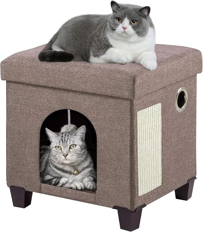 Easy-to-Use BRIAN DANY Foldable Cat House Cat Cave Cat Cube with Scratch Board Ball 14.7 x 14.1 x 12.7 BrownAbout ThisOverview High-End