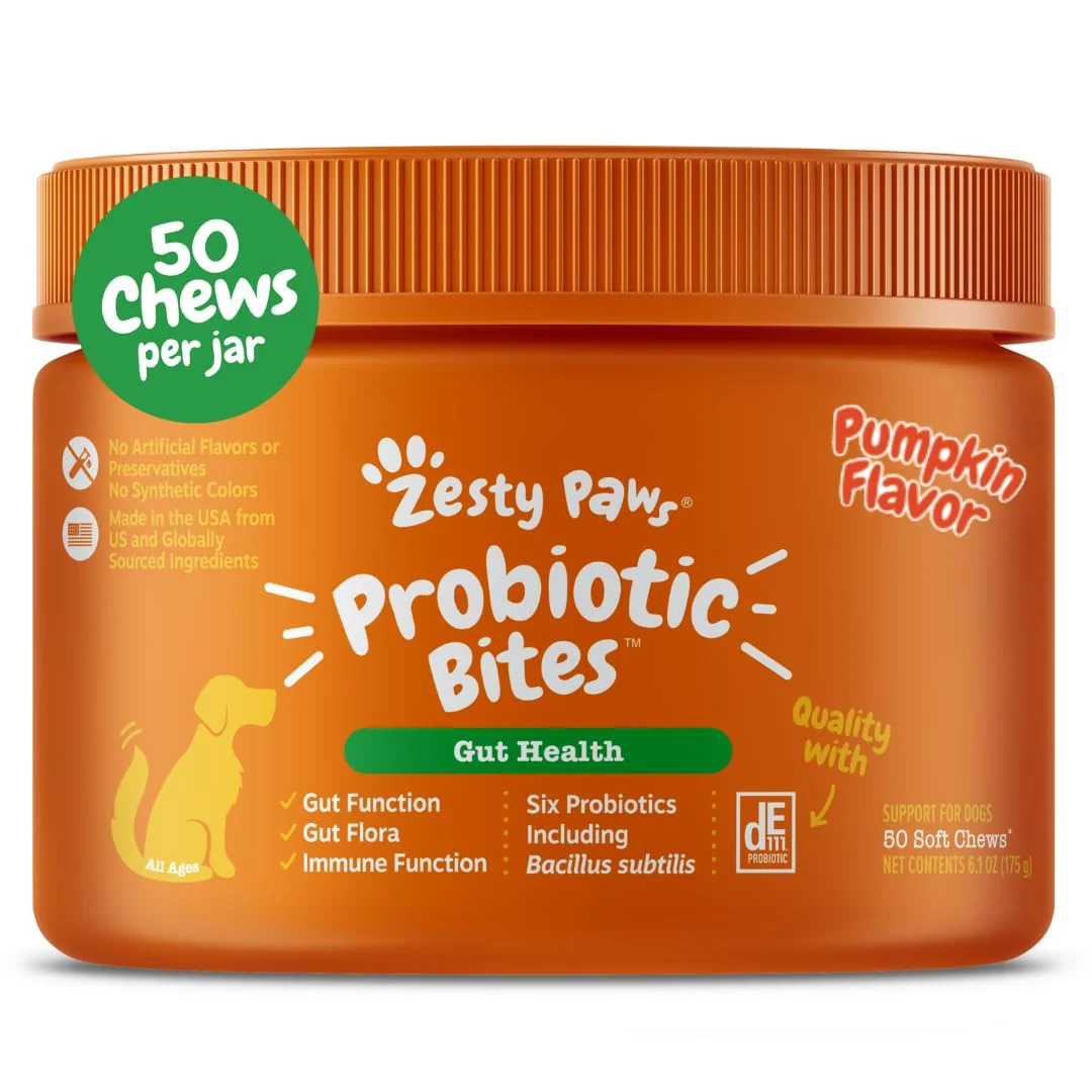 Detailed Zesty Paws Probiotics for Dogs — Digestive Health 6-Strain Blend DE111 50 Soft Chews Chicken Smooth
