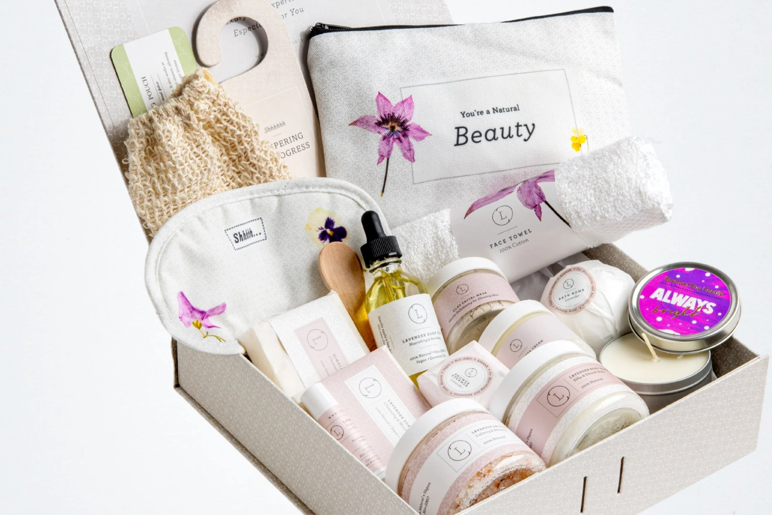 Easy-to-Use Lavender Spa Gift Basket – Luxury Natural Bath Body Self-Care Gift World-Class