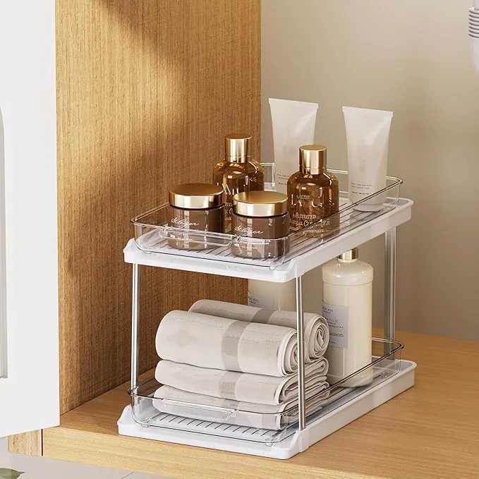 Top-Quality Delamu 2-Tier Bathroom Under Sink Organizers and Storage Pull Out Cabinet Drawers with Anti-Slip Design Multi-Purpose Storage for Kitchen Pantry Bathroom Home Organization 1 PackAbout ThisOverview Modern