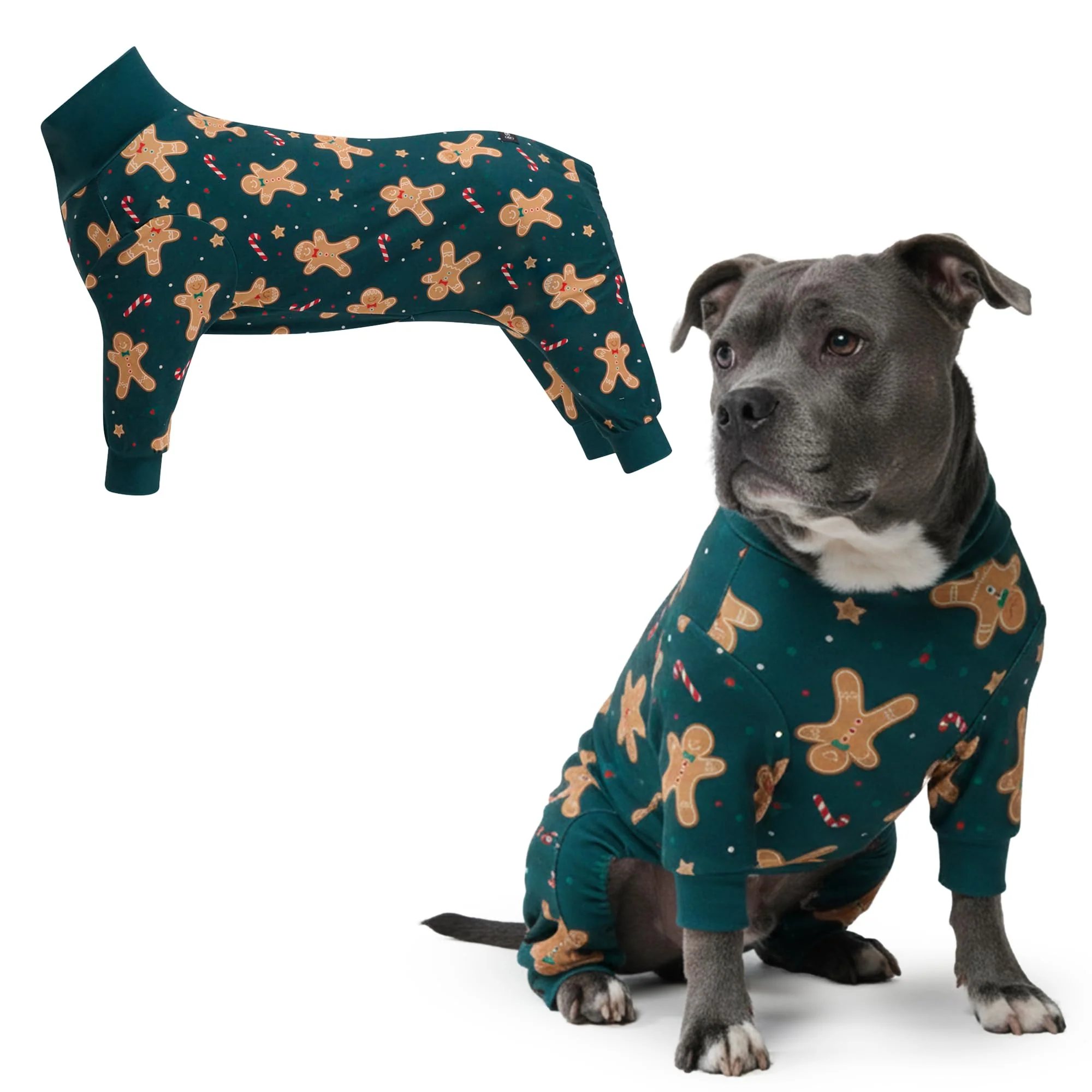 Dependable Spark Paws Gingerbread Man Dog Christmas Pajama – Ultra-Soft 4-Way Stretch Recovery Onesie 3XL Responsible