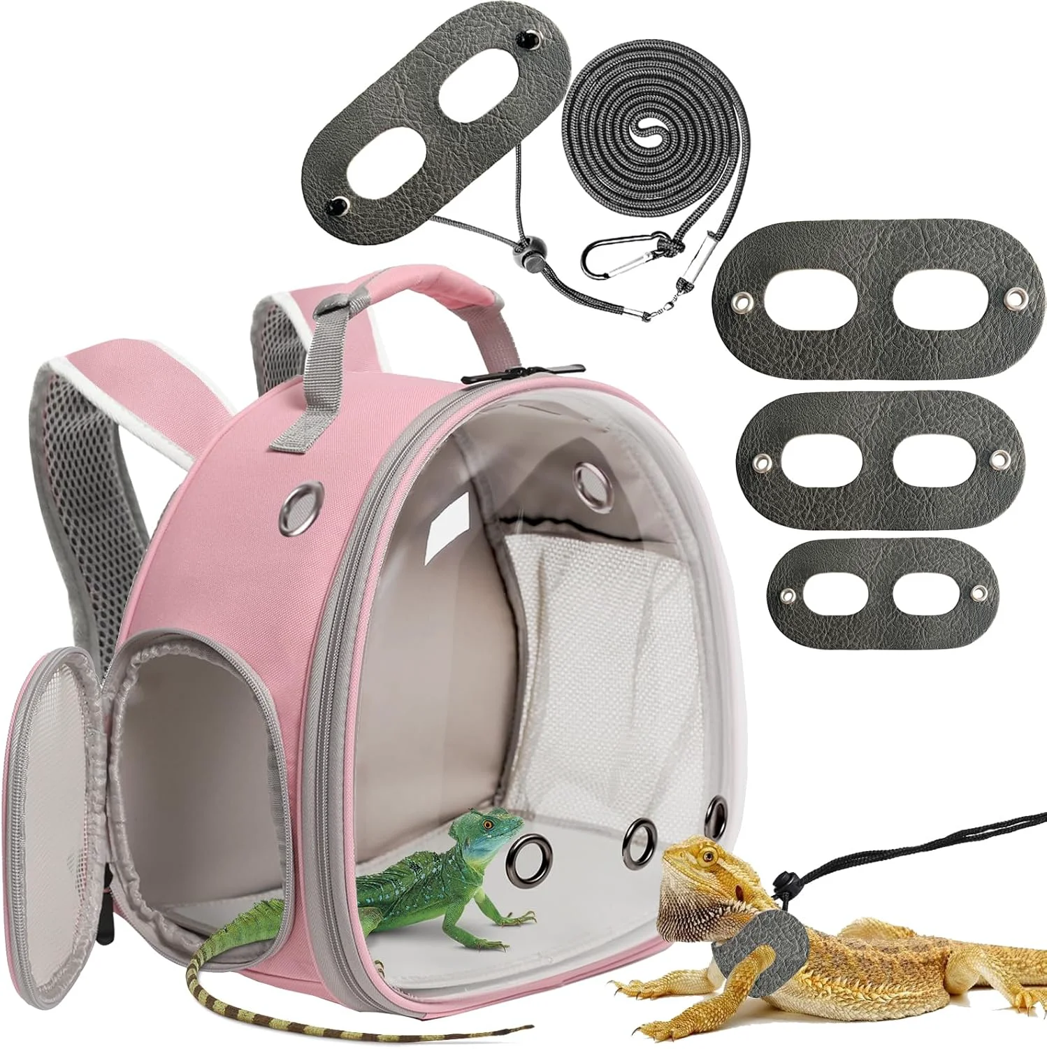 Clean Lizard Backpack Travel Carrier Bearded Dragon Travel Backpack with Harness and Leash Set Space Capsule Clear Bubble Window Astronaut Reptile Carrier Backpack Airline Easy-to-Use