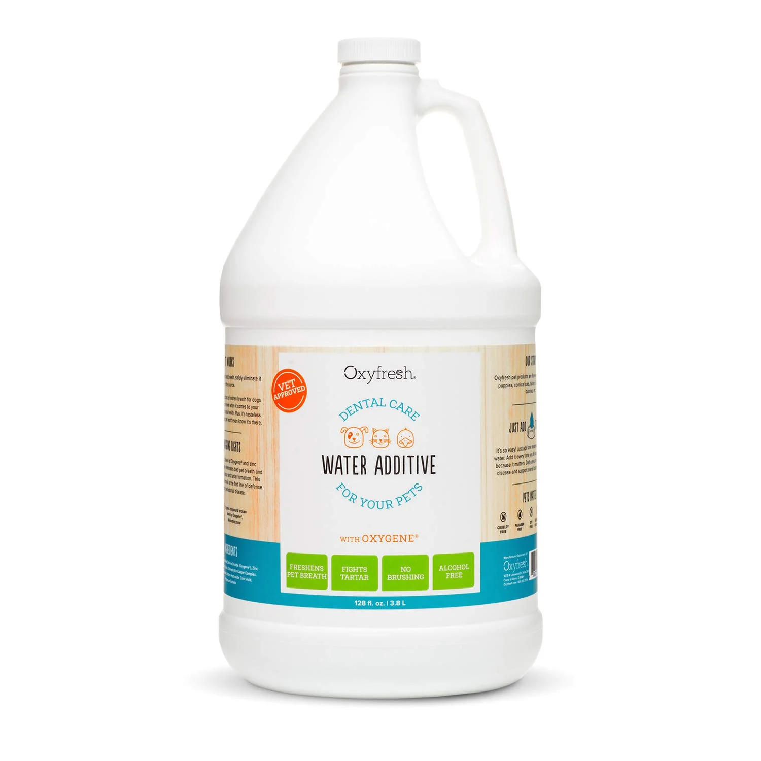 Reliable Oxyfresh Premium Pet Dental Care Solution Water Additive – Fresh Breath Plaque Tartar Control for Dogs Cats Vet 128 oz Detailed