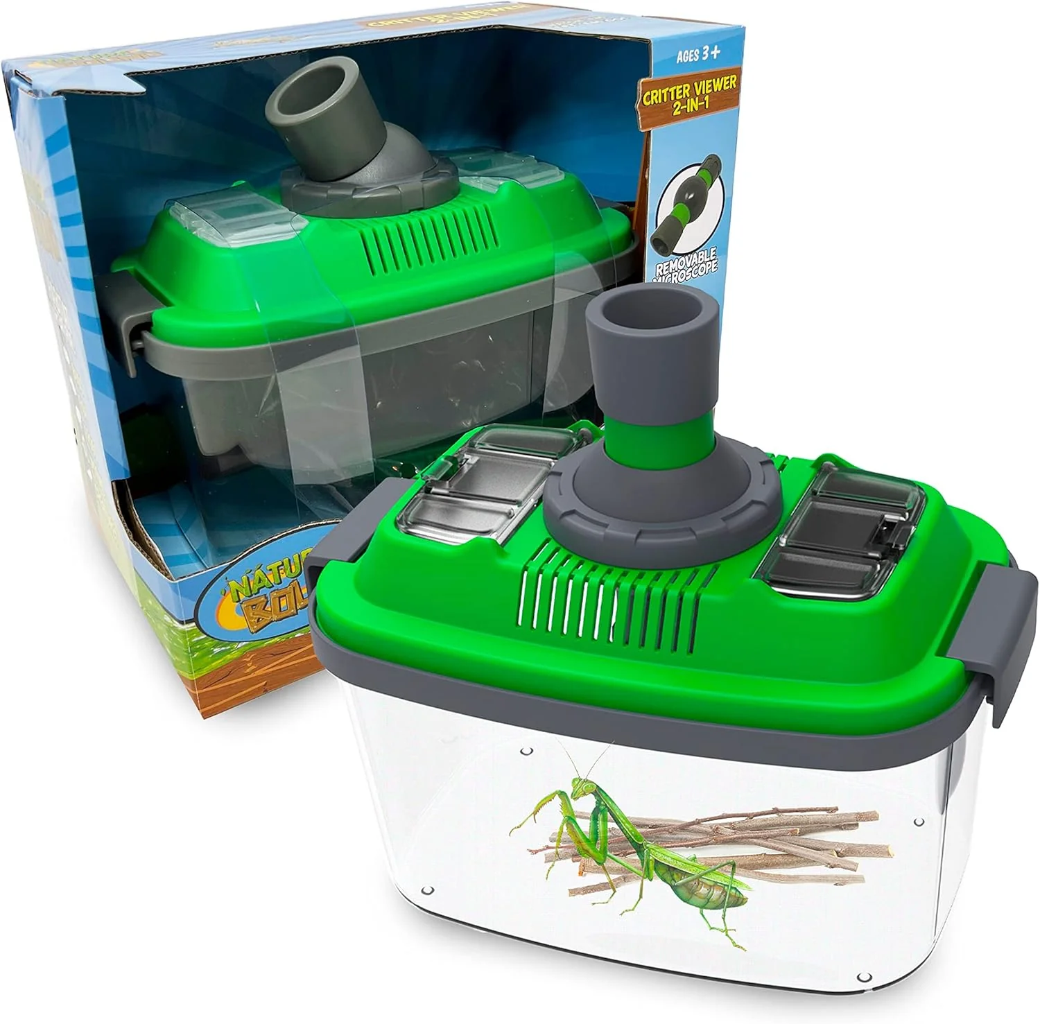 Comfortable Nature Bound 2-in-1 Habitat with Microscope for Insects and Other Critters Includes Lid and Removable Portable Microscope Exclusive