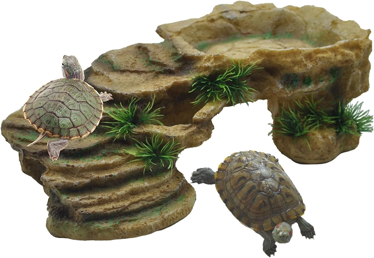 World-Class kathson Turtle Basking Platform Tortoise Resin Climbing Rock Rectangular Resting Terrace Tank Accessories Reptiles Dock Hide Cave Habitat Decoration for Bearded Dragon Lizard Geckos Spiders 3 PCS Flexible