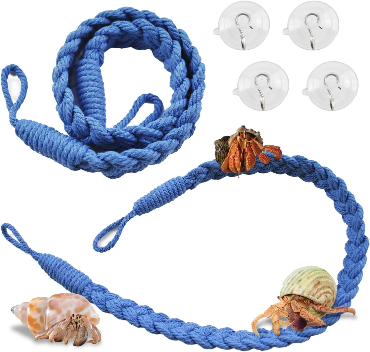 Traditional 2PCS Hermit Crab Climbing Toys Hermit Crab Rope Ladder Decor Reptile Hanging Vines Toys Hermit Crab Supplies Reptiles Habitat Tank Terrarium Accessories for Lizard Leopard Gecko Tree Frog Blue Stylish