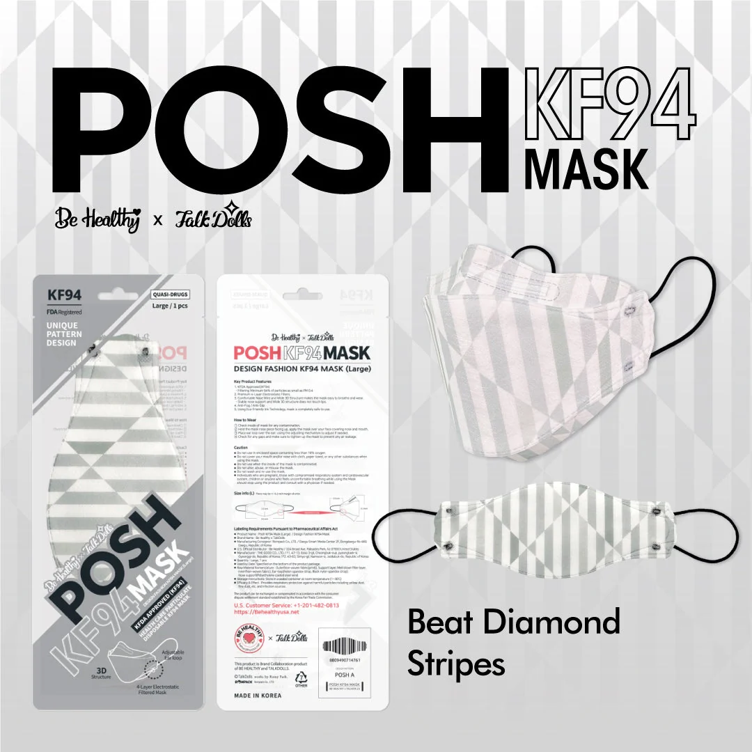 Detailed POSH KF94 Mask Beat Diamond Stripes A11 Natural