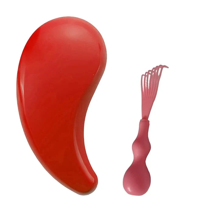 Excellent Comma-Shaped Small Dog Brush and Cleaning Comb Fit for Yorkie Shih Tzu Maltese Maltipoo Pomeranian - Gentle Soft Bristles for Effortless Pet Hair Removal Puppy Essentials Rose Red About This Green