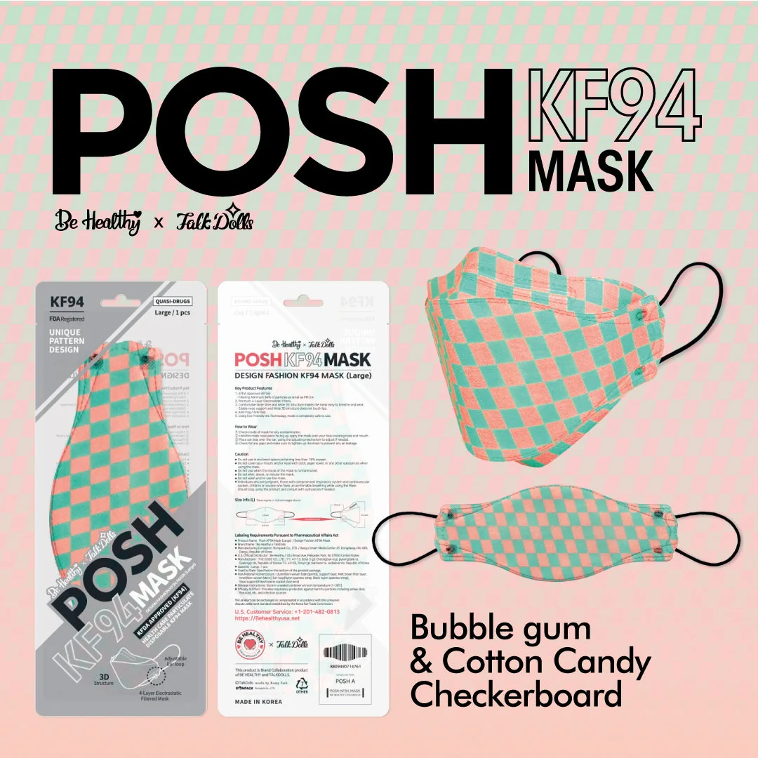 Optimized POSH KF94 Mask Bubble Gum and Cotton Candy Checkerboard A08 Outstanding