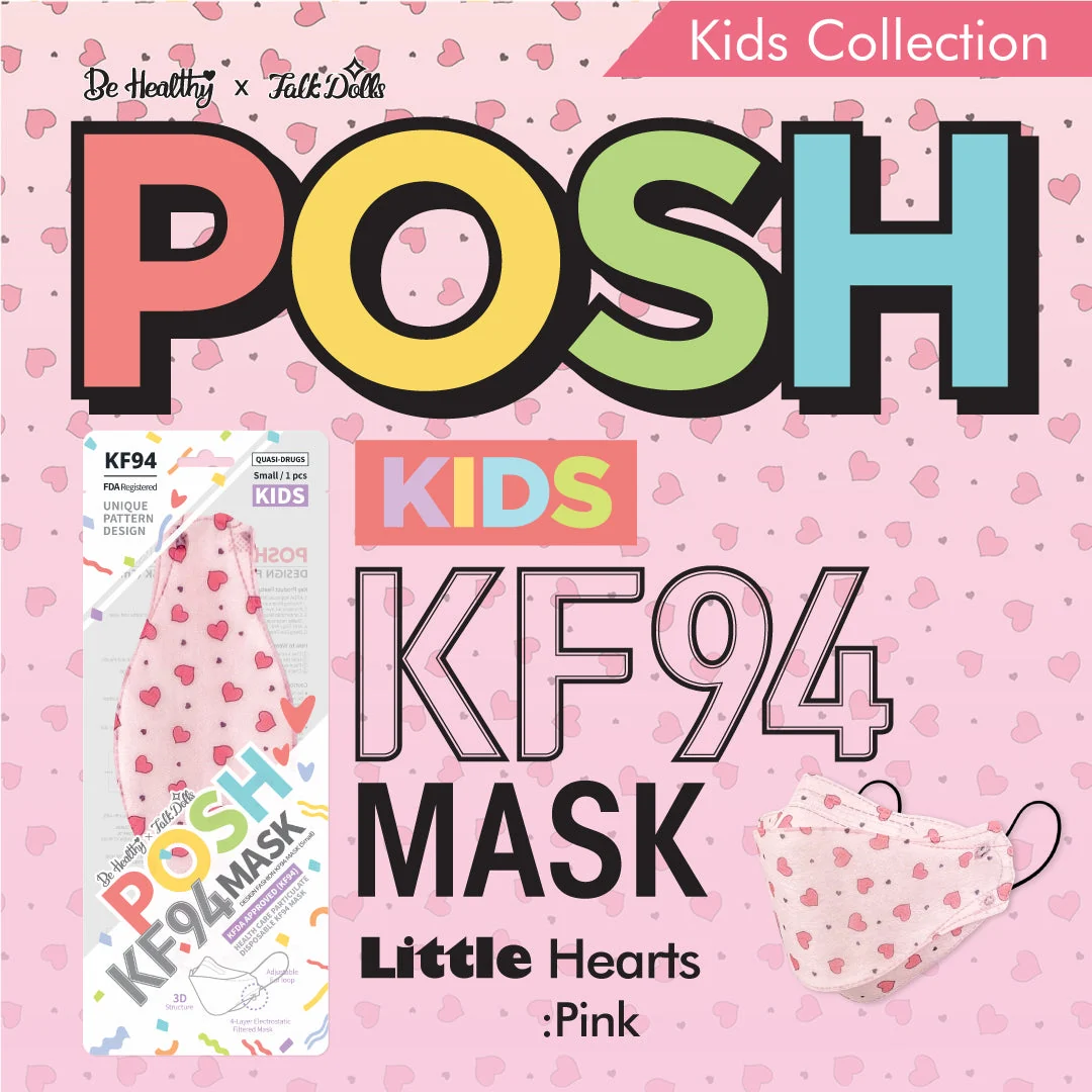 Sophisticated POSH KIDS KF94 Small Mask Little Hearts - Pink KA11 Authentic