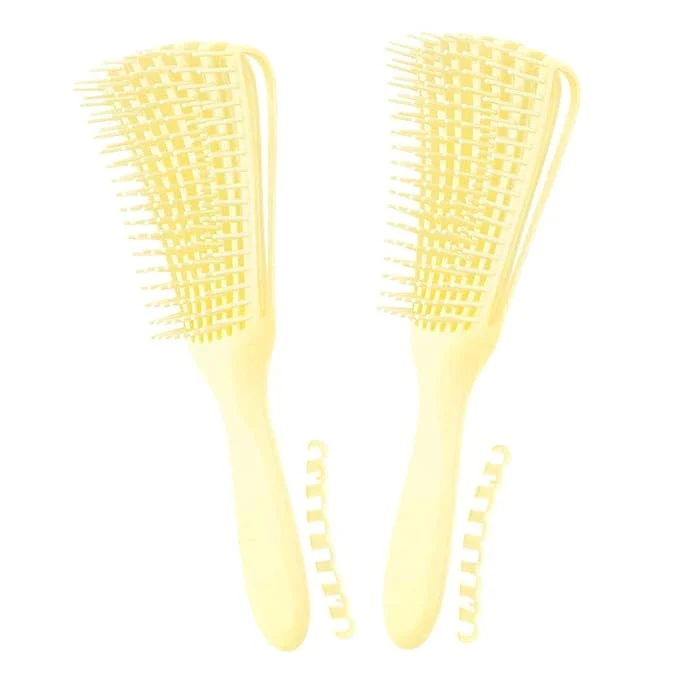 Environmentally Friendly Detangling Brush for Afro African Hair Textured 3a to 4c Kinky Wavy Curly Coily Hair Knots Detangler Scalp Massage Comb for Women 2 pcs Beige Verified