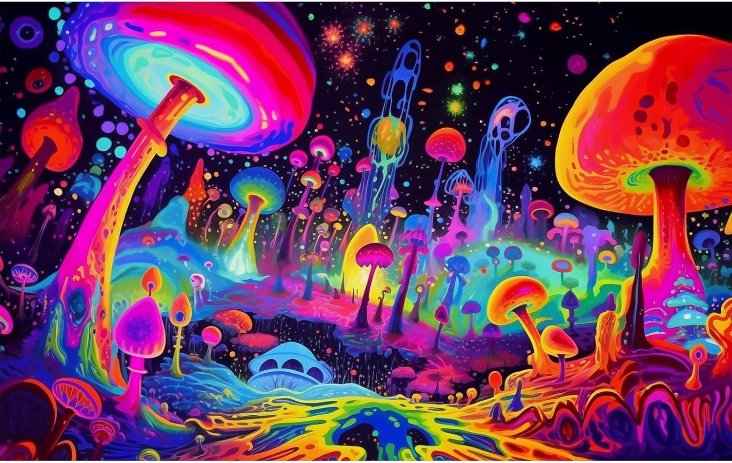Consistent Fantasy Mushrooms Aquarium Background Abstract Mysterious Mushroom Landscape Terrarium Background Rainbow Mushrooms Theme Fish Tank Backdrop Poster Wallpaper Decorations Vinyl 24x12in Authentic