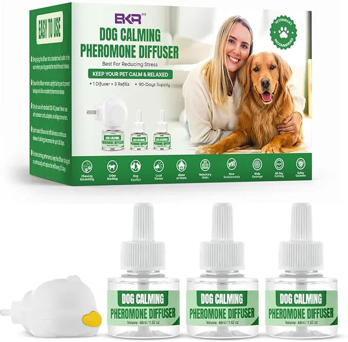 Practical Dog Calming Diffuser 48ml Dog Pheronome Calming Diffuser Vet- Dog Calming Diffuser Kit to Reduce Stress Fighting Anxiety Scratching Pheronome Diffuser for Dog Pack of 3 .About This Dependable