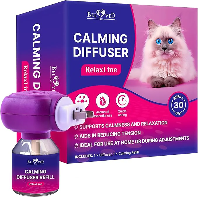 Unique Beloved Pets Cat Calming Diffuser Pet Anti Anxiety Products - Feline Calm Pheromones Plug in Cats Stress Relief Comfort Helps with Pee New Zone AggressionAbout This Next-Generation