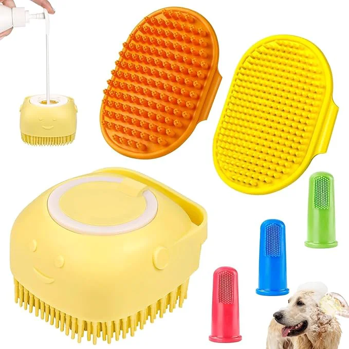 Sophisticated Comotech 6PCS Dog Bath Brush Dog Toothbrush Adjustable Handle Shampoo Brush Scrubber for Short Long Haired Dogs Cats Effectively Solve Odor Stain Removal Problems Orange Yellow Yellow About ThisOverview Comfortable