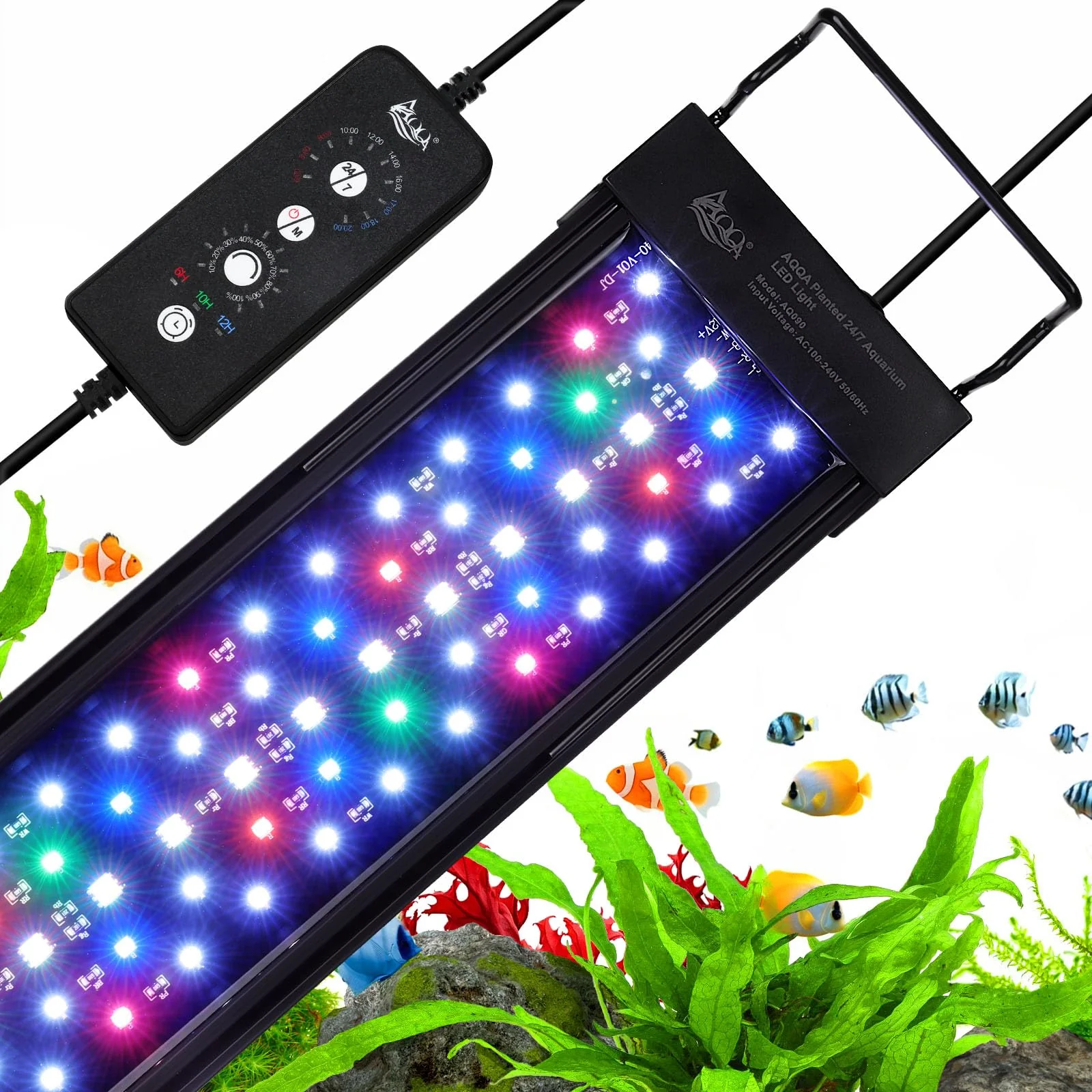 Carefully Designed AQQA LED Aquarium Light 24 7 Mode IP68 Waterproof Extendable Bracket for 48-55 Inch Tanks Soft