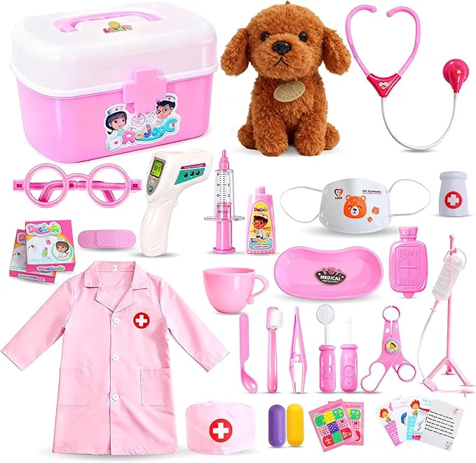Verified Girl Toys Doctor Kit for Toddlers 3-5 with Plush Dog 39 PCS Kids Vet Play Set with Heartbeat Sound Stethoscope Dress Up Toddler Doctor Costume Hat Pretend Play Pet Vet Toy for Girls GiftsAbout This Exceptional