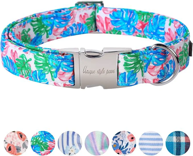 Professional Unique Style Paws Metal Buckle Painting Banana Leaves Collar Gift Functional