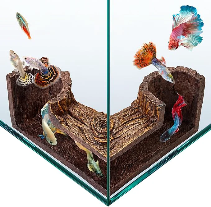 Casual FISHNOSH Aquarium Cave Natural-Looking Wood-Like BPA- Fish Tank Cave Exceptional