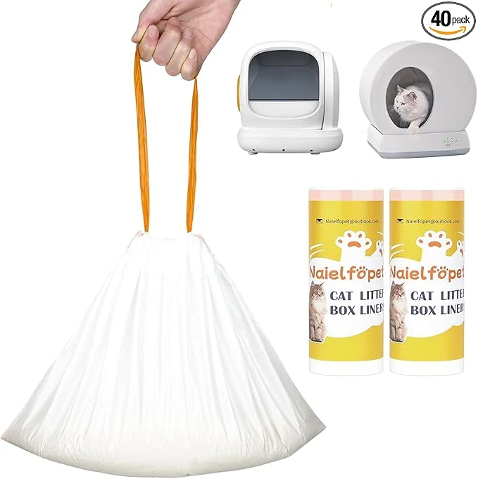 Trendy 40 Count 18 x 12.6 Cat Litter Box Liners Replaced Trash Bags Fit for Cat Litter Box MW-SC01 MW-SC02 MW-LR01 Drawstring Waste Drawer Liners for Automatic Litter BoxAbout ThisOverview Casual