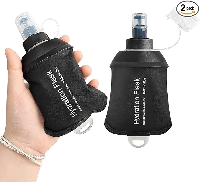 Responsible GYGYL Soft Flask TPU Collapsible Soft Water Bottle for Hydration Pack Running Vest Leak-Proof Folding Water Bottle for Hiking Cycling Climbing Jogging-150ml Black 2pcsAbout ThisOverview Organic