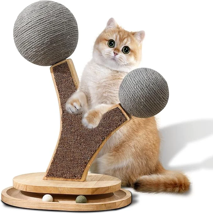 Authentic Tree-Shaped Cat Scratching Post with Vertical Cat Scratcher Interactive Toy Balls Handmade Cat Furniture with Natural Materials Cute Kitten Scratch Post Easy-to-CleanAbout ThisOverview Luxury