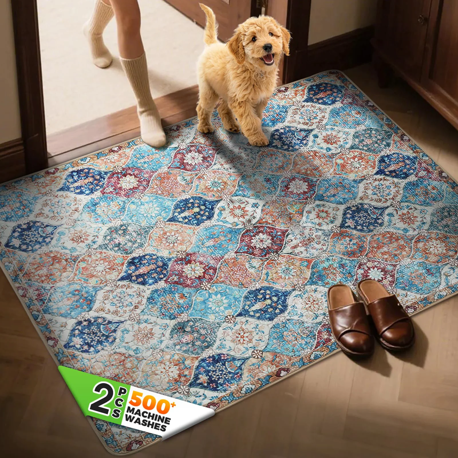 Verified Hompet 2 Pack Super Absorbent Dog Door Mat – Muddy Paws Waterproof Quick-Dry Entryway Rug 48x60 Responsible