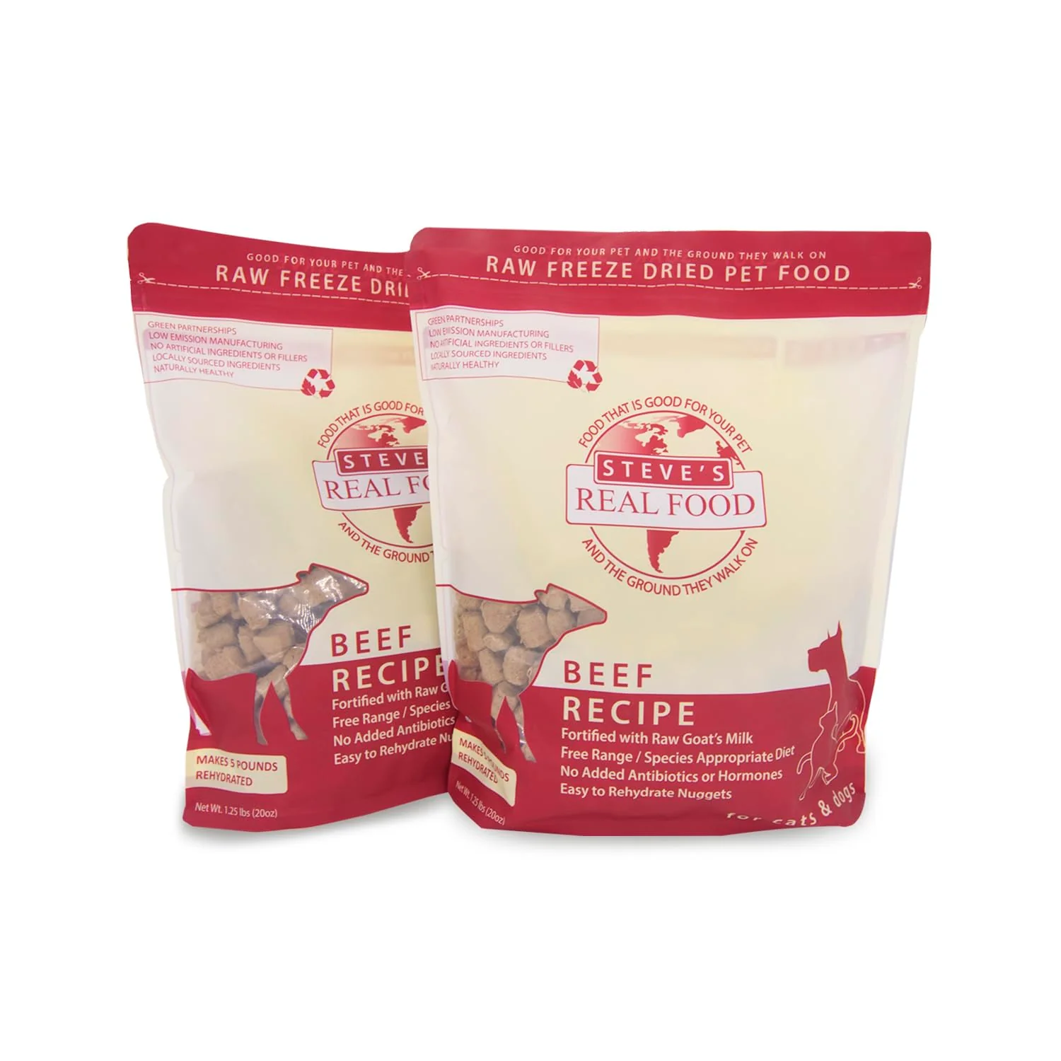 Fashionable Steve s Food ze-Dried Beef Diet for Dogs Cats – 2-Pack 1.25 lb Each USA Made Detailed