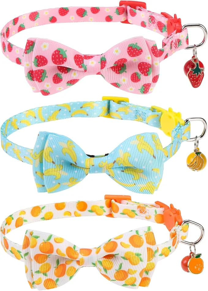 User-Friendly Breakaway Cat Collar with Removable Bow Tie and Bell Cute Multi-Style Patterns Premium